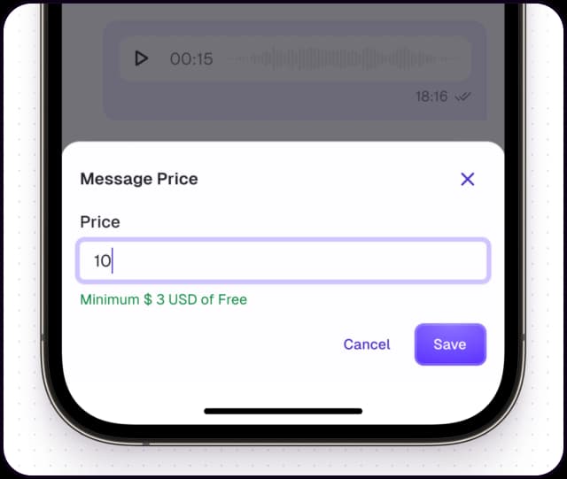 Message Price in TopCreator app