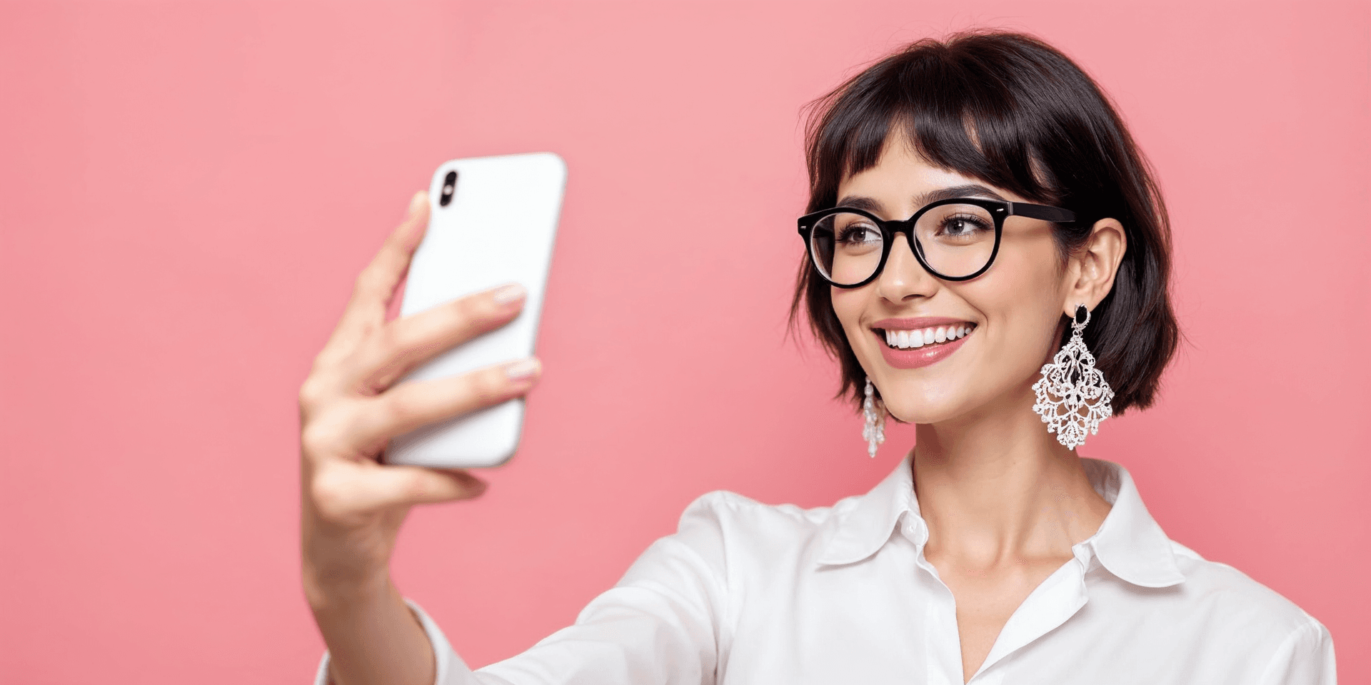 A girl is taking a selfie